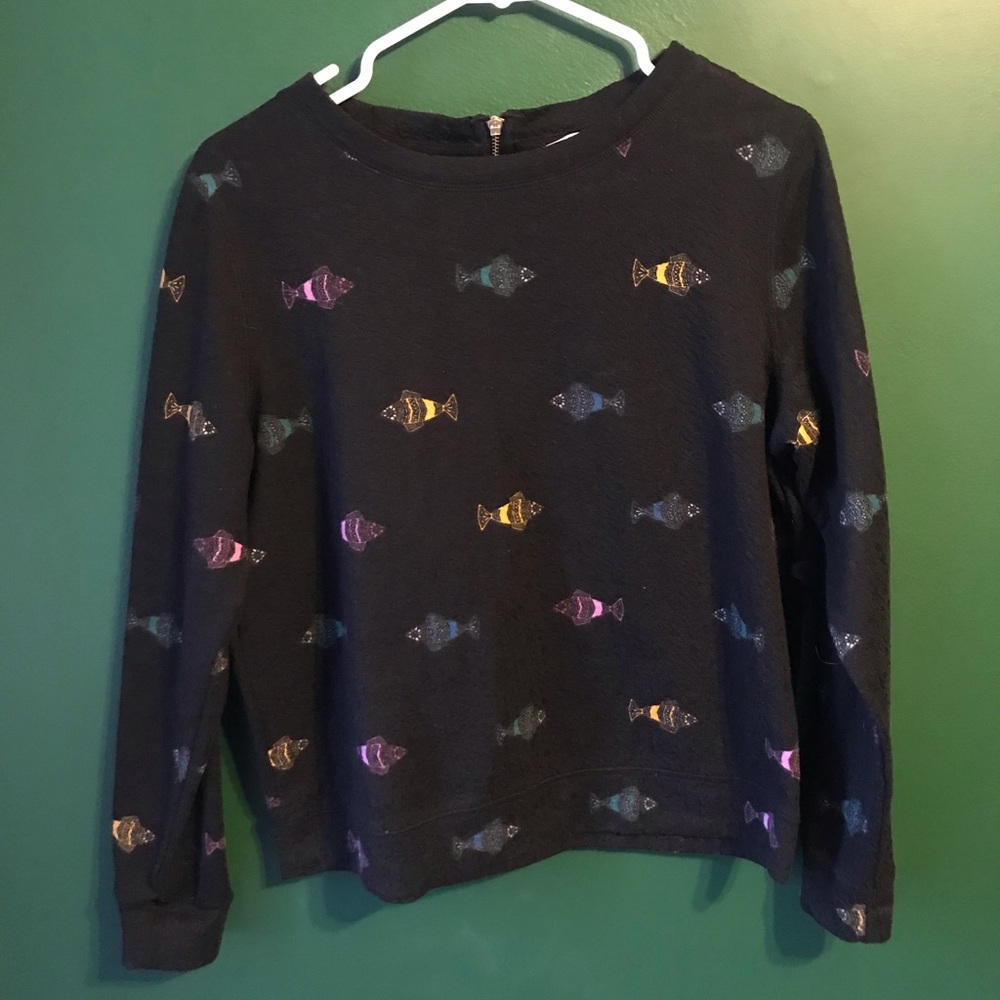 Black/ Multi-color Fish Textured Sweatshirt